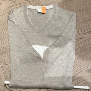 Brunello Cucinelli Men's Gray V-Neck Sweater